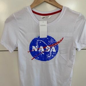 Girl H&M NASA flip sequin T-Shirt NWT 10-12